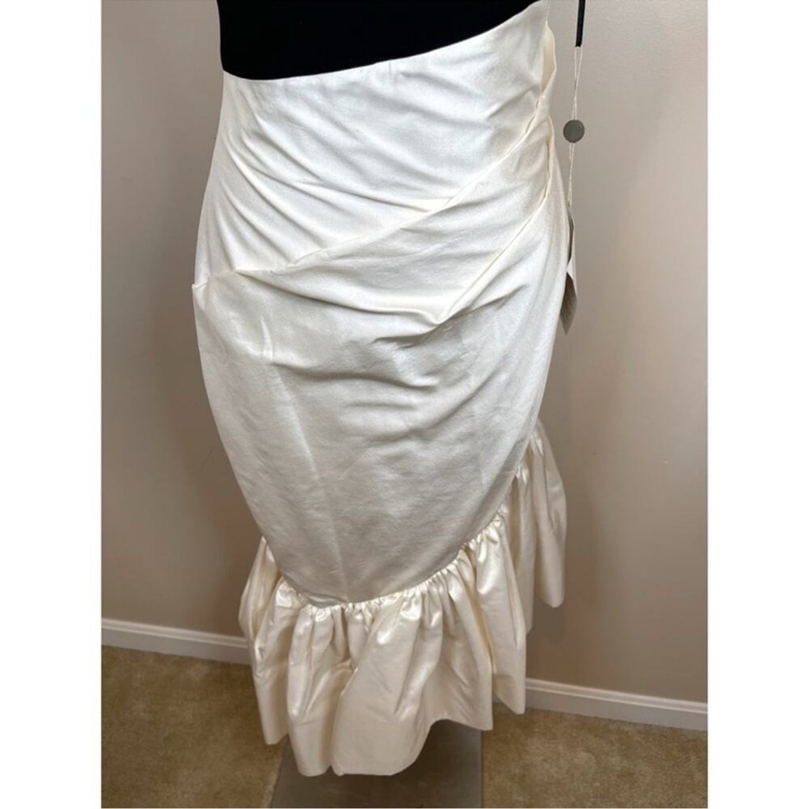 Rasario Ruffled Silk Crepe Corset Strapless Two Tone Asymmetric Midi Dress Sz 4 — image 5 of 8